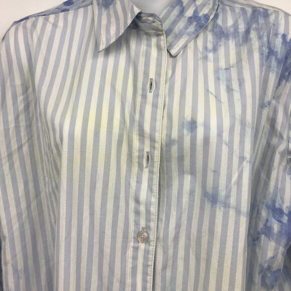 Free People Nola Shirt Dress S Striped Tie Dye Poplin Button Front Waist Tie NWT - Picture 7 of 12